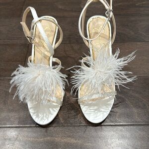 Jessica Simpson high heels white satin never worn